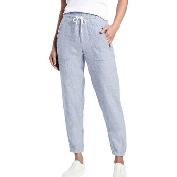 Athleta Pants & Jumpsuits Athleta Size Cabo Linen Joggers Blue Pull